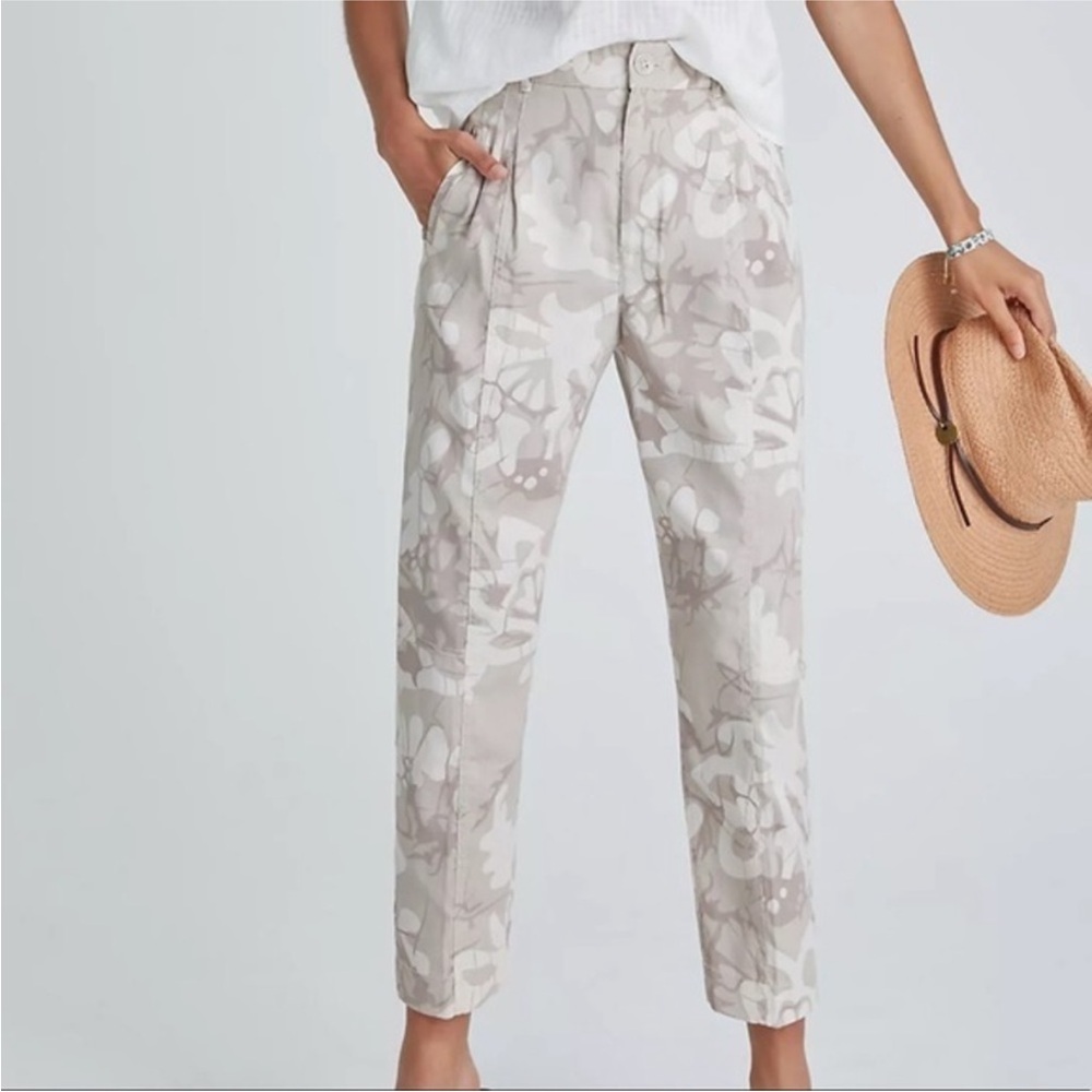 Anthropologie Frannie Print Tapered Linen Blend Pants - NWOT - Size 27